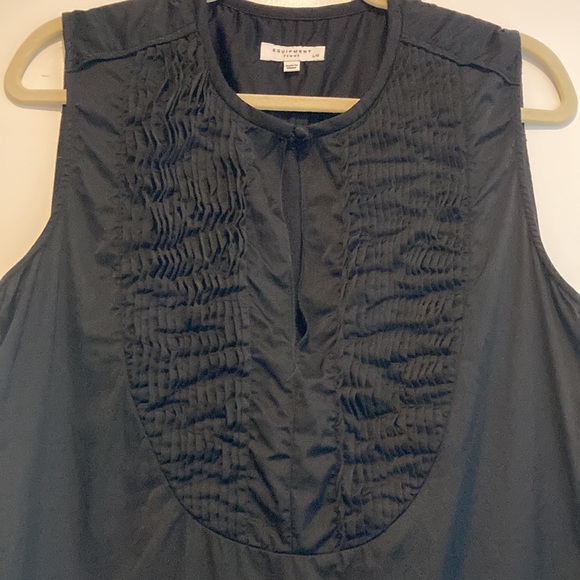 Black tank tuxedo style top by Equipment Femme. Size large. - Picture 2 of 7